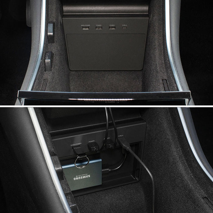 USB fjöltengi og geymsluhólf fyrir Tesla Model 3